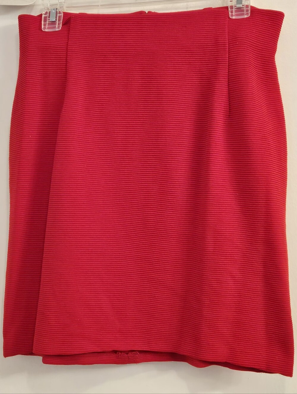 Vintage 90s Red Ribbed Knit Mini Skirt High Waisted Made in USA Retro Size 12 M
